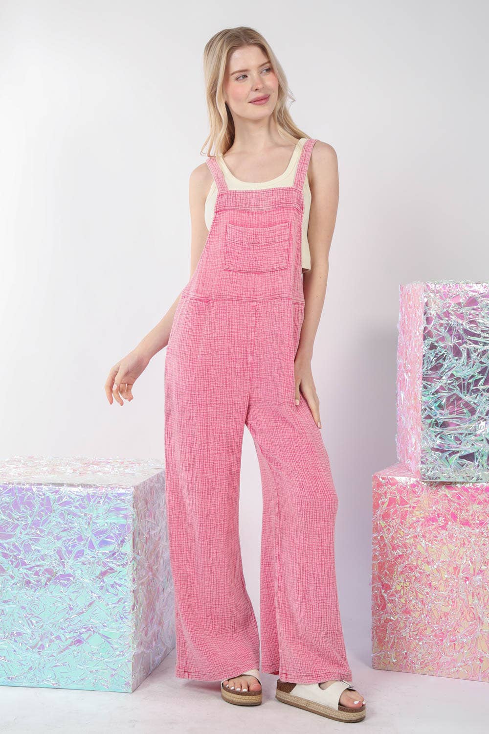 Pink Jrs. XL Bib OVERALL Pants Petal Pink Dyed Upcycled No