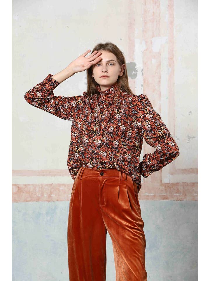 The Korner - USA - Wholesale Pants - Women's - S24242178 - Ladies Wide-leg Velvet Trousers