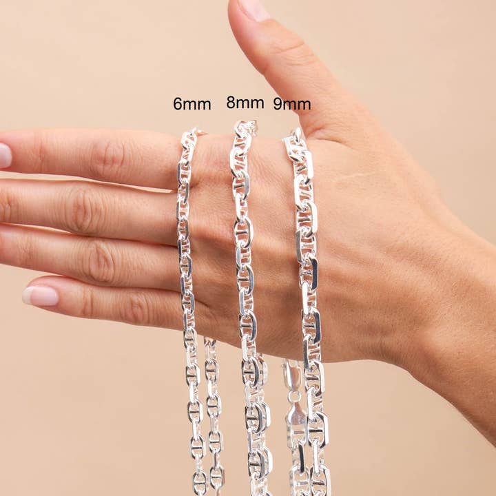 Olive & Chain - Wholesale Link & Chain Necklace - Silver Anchor Mariner Link Chain Necklace4