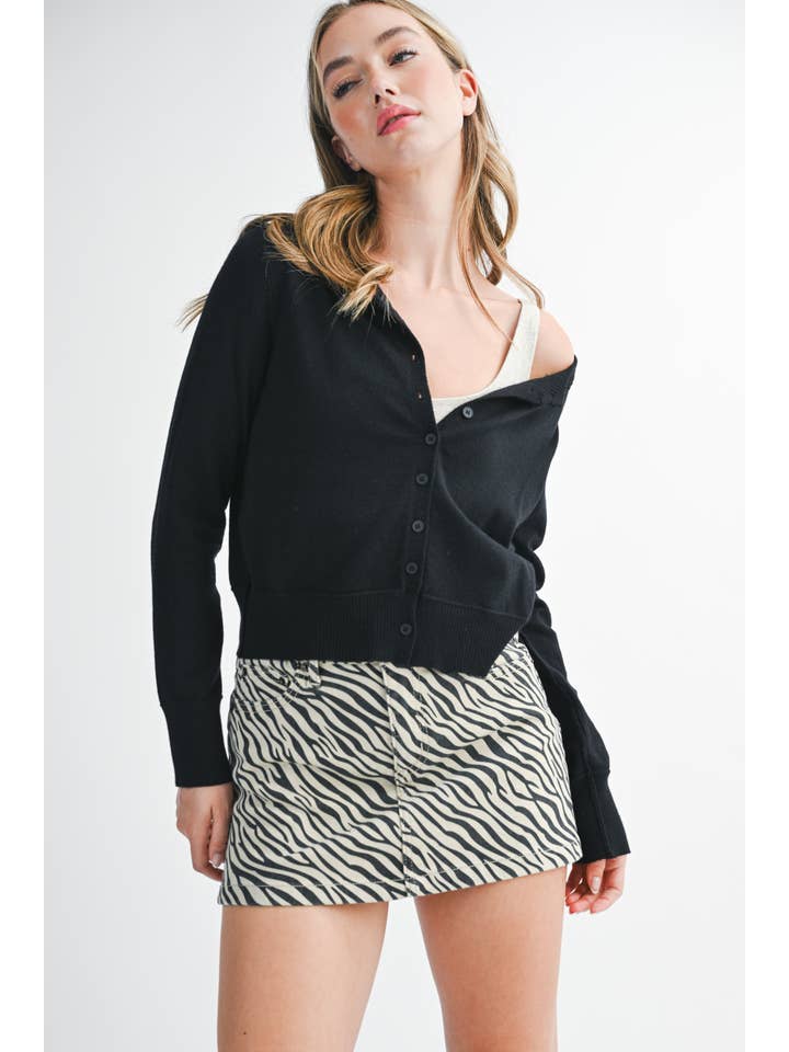 AEMI + CO - Wholesale Cardigan - Women's - 5176GN Ribbed Button-Up Knit Cardigan1