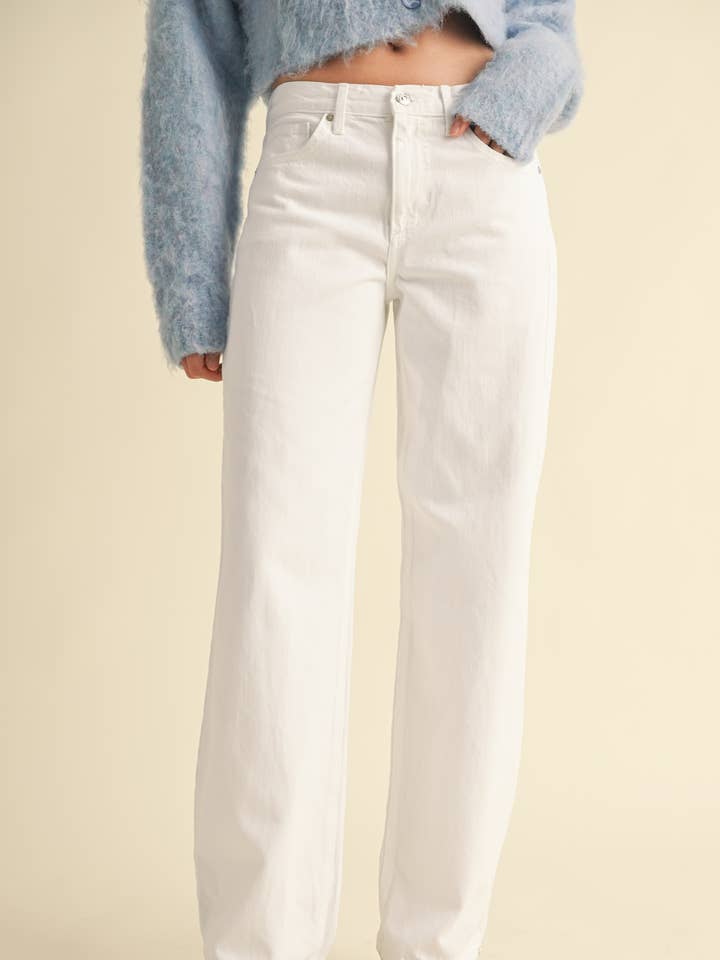 JUST BLACK DENIM - Wholesale Jeans - Women's - BP470N - OPT WHT - Relaxed Straight