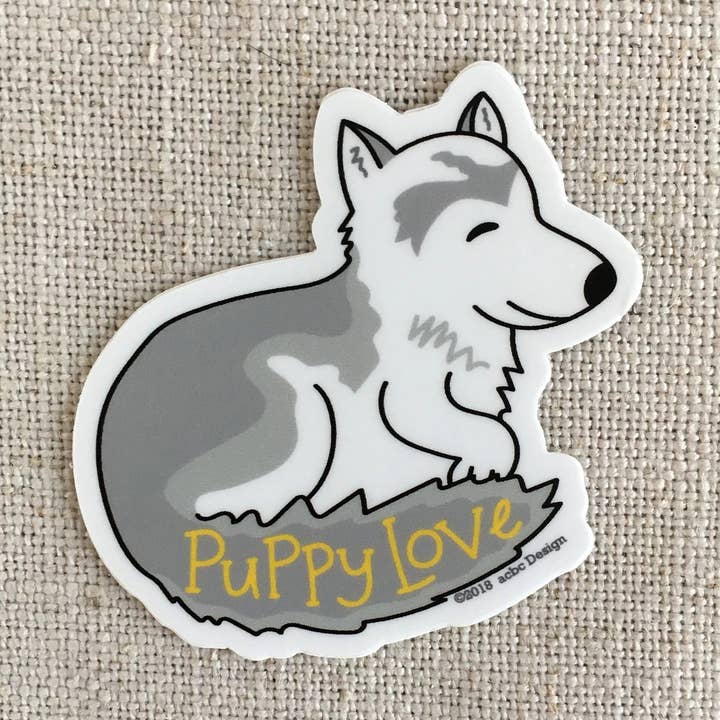 Valp älskar Husky hund vinyl klistermärke för wholesale av acbc Design