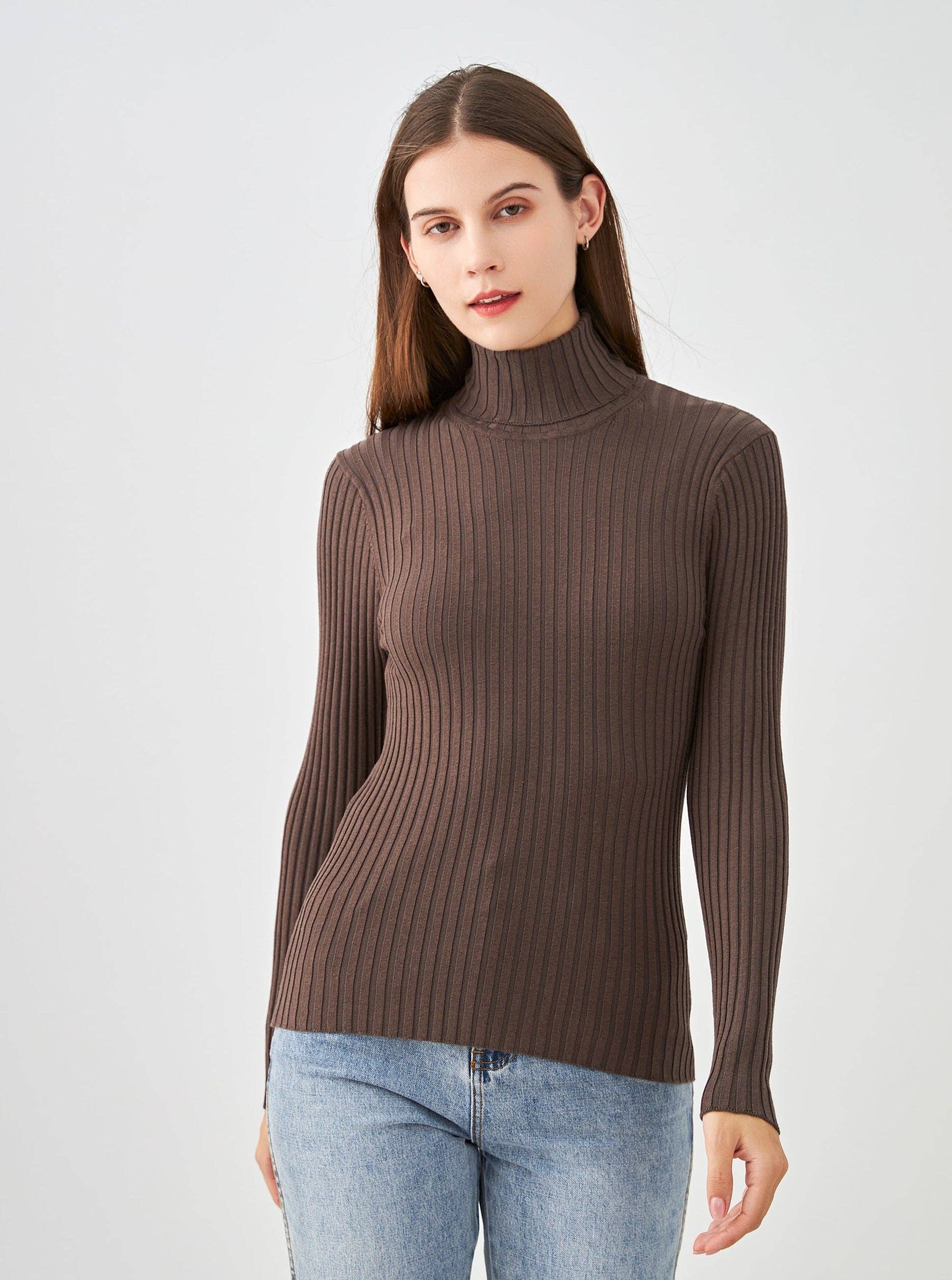 jw.atelier - Vendita all'ingrosso Maglione tricot - Donna - Maglione dolcevita a coste in seta elasticizzata6