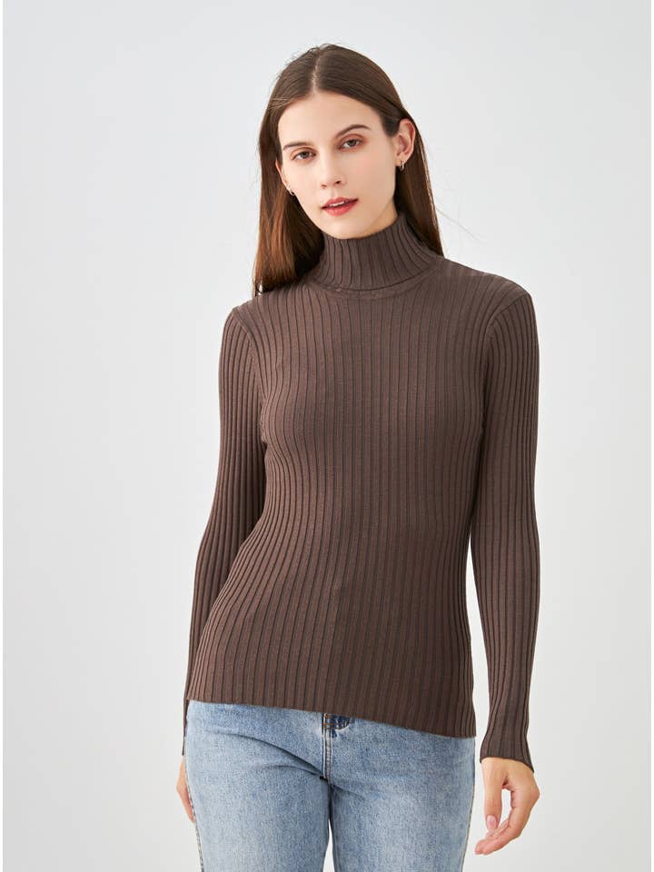 jw.atelier - Vendita all'ingrosso Maglione tricot - Donna - Maglione dolcevita a coste in seta elasticizzata6