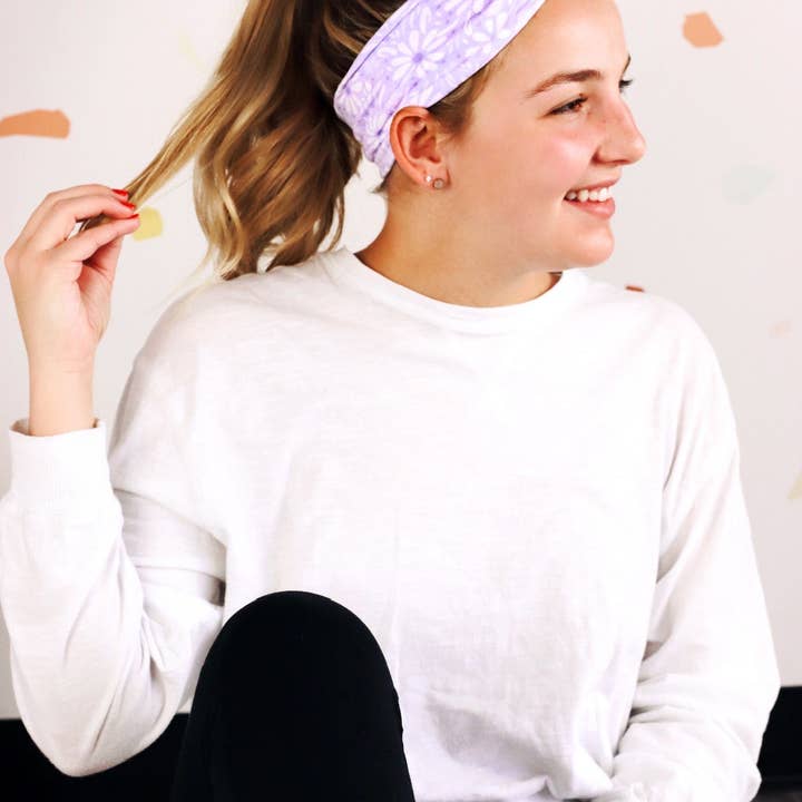 Darby Floral sobre Roxo por atacado de Lilac Market Headbands