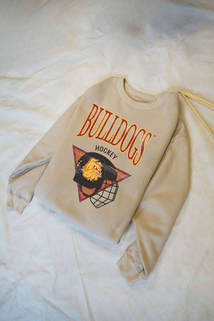 Cream UMD Hockey Throwback Crew for wholesale on Faire2