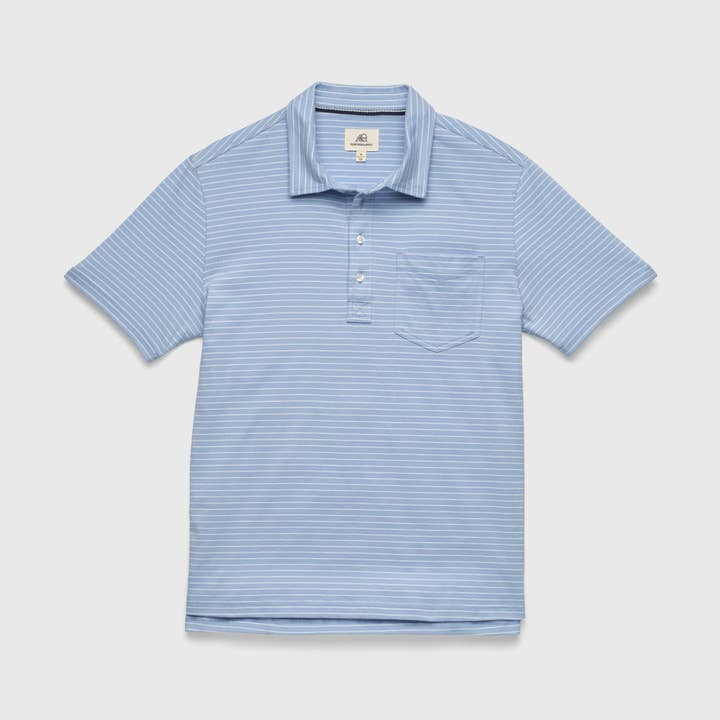 Michael Stripe Cotton 4 button Polo - Forever Blue Stripe for wholesale by SURFSIDESUPPLY