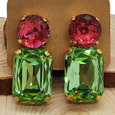 Boucles d'oreilles Combo Mix - Rose/Chrysolite P pour la vente par QUÉ MÁS JEWELS