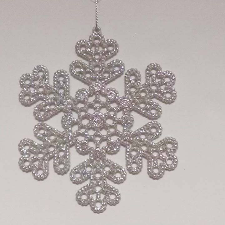 Decor N Beyond - Wholesale Ornament - 6.5" Glitter Platinum Snowflake