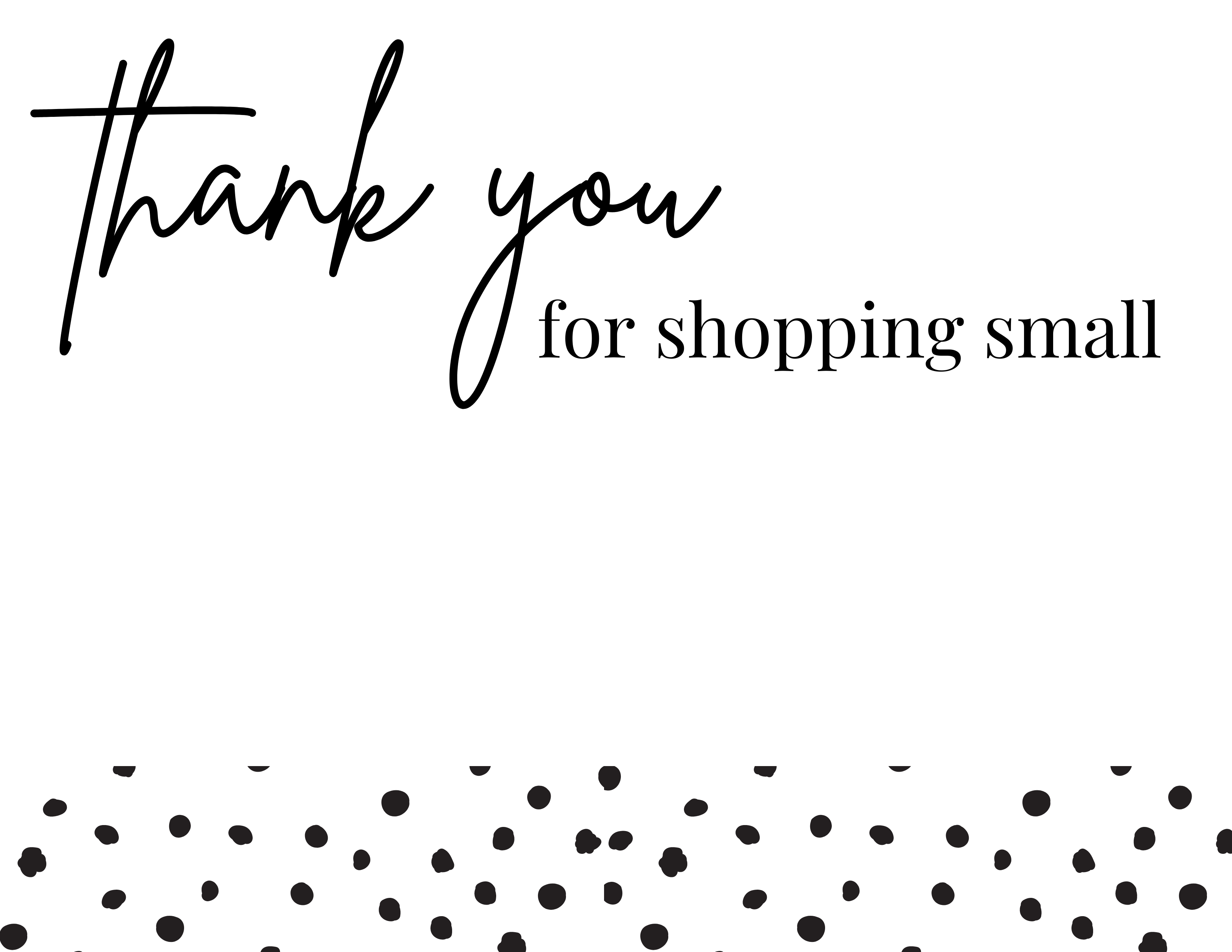 Small Biz Shipping Co - Wholesale Thank You Card - Black Polka Dot Thank You Insert Cards0