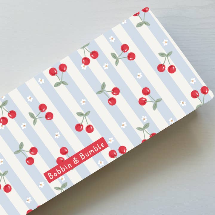 Travel Baby Changing Mat – Cherry Stripe | Handmade UK for wholesale by Bobbin and Bumble - Baby Changing Mats