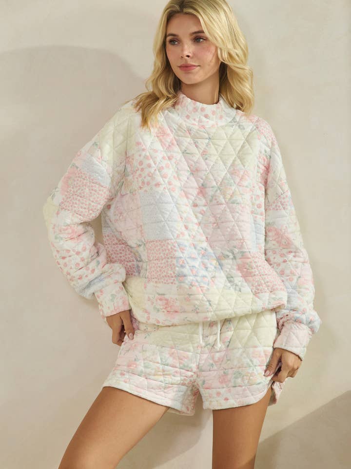 Veveret - Wholesale Lounge Shorts - Women's - Floral textured lounge shorts 9