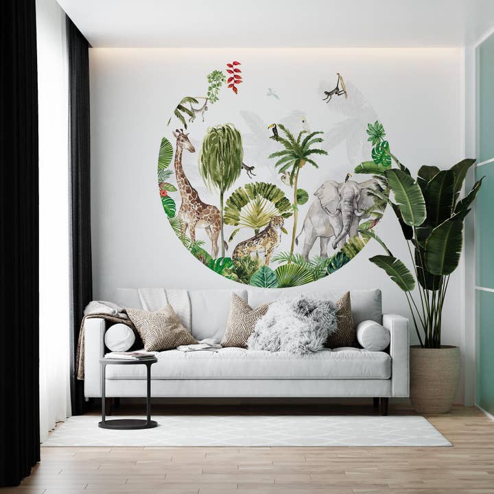 Tapet Circle - JUNGLE PLAYTIME - Jungle Baggrund for engroshandel hos Walloha