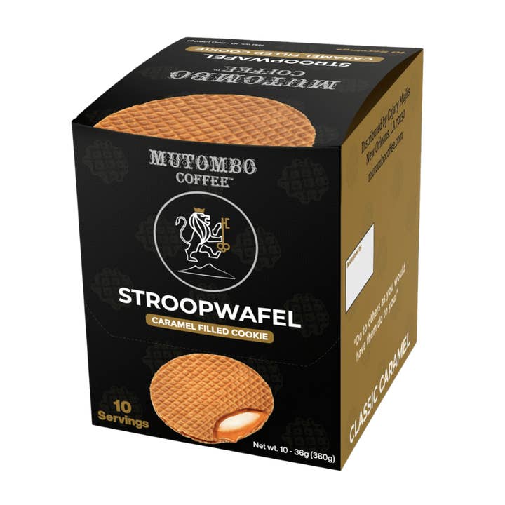 Mutombo Coffee Caramel Stroopwafel 10 Count Pack for wholesale by Mutombo Coffee
