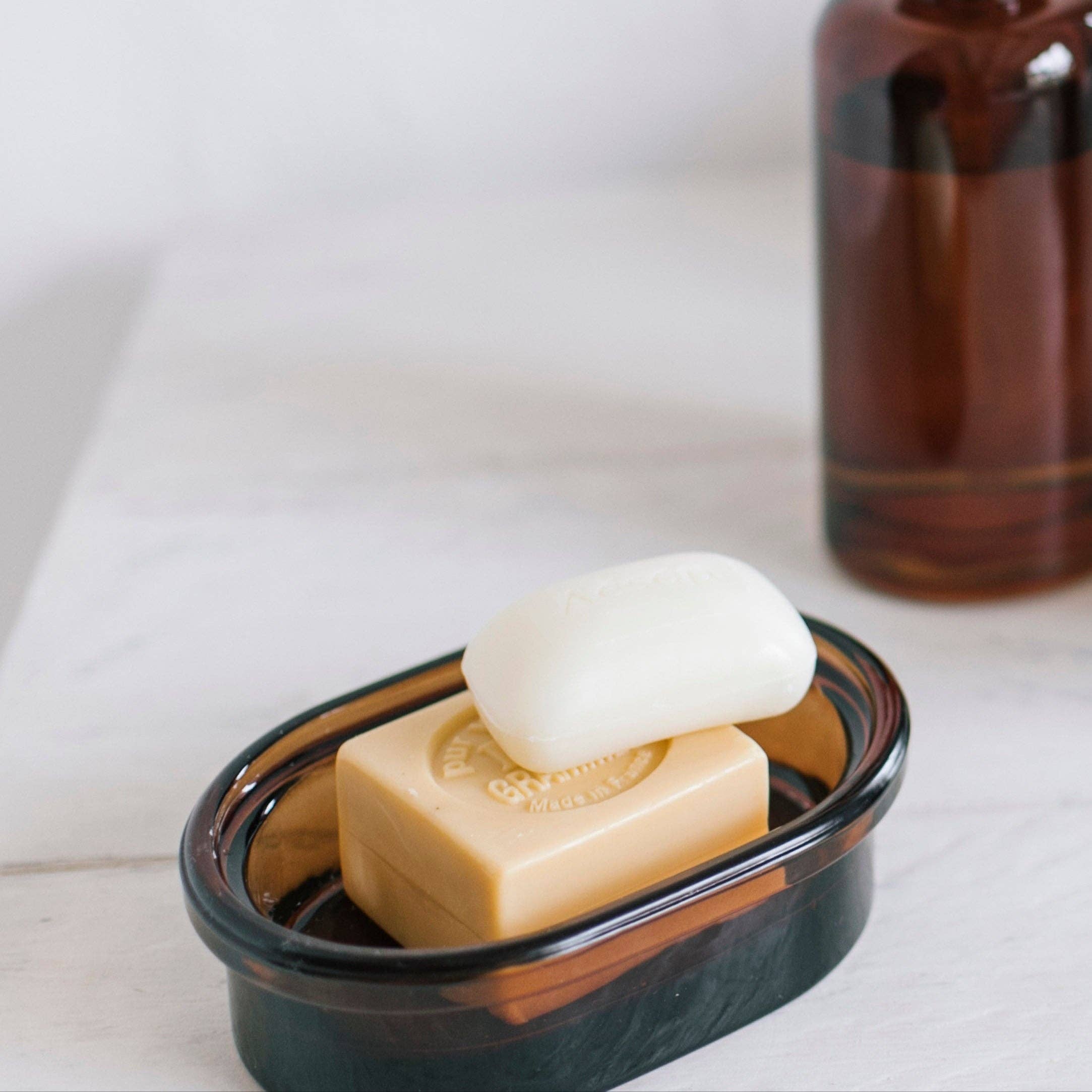 Andrea House - Wholesale Bath Soap Dish - Modern brown glass bathroom soap dish0