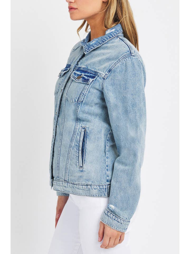 Cello Jeans - Wholesale Denim Jacket - Women's - WV1258J-1LTD Oversized Classic Denim Jacket Light Wash