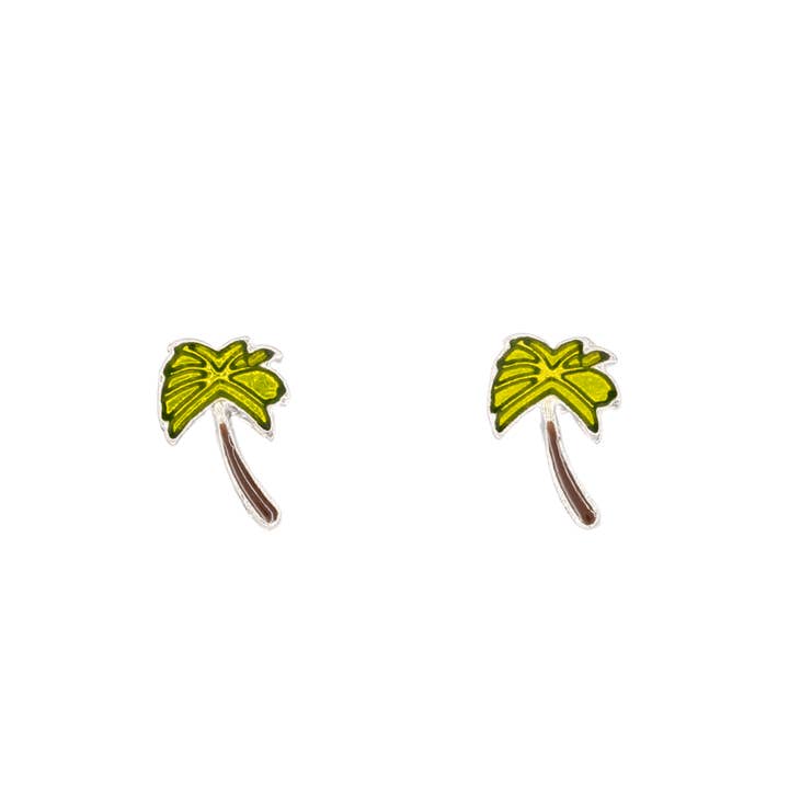 Palm Tree Enamel Post Stud Earring Tropical, Beach, Gift for wholesale by Rebecca Accessories LLC