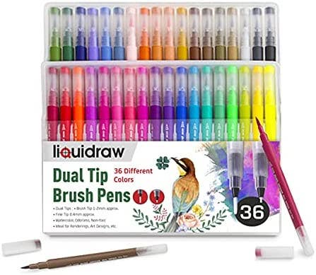 Liquidraw – Engroshandel Marker – Liquidraw Dual Tip Brush Penne Fineliner Farvesæt Fineliners Farvede Akvarelmarkører I Etui Til Voksen Farvebøger, Skitsering, Maleri, Kalligrafi, Tegning & Bogstaver1