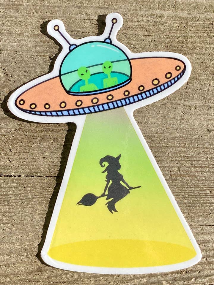 Alien Abduction Sticker for wholesale by Golden Grove Paper
