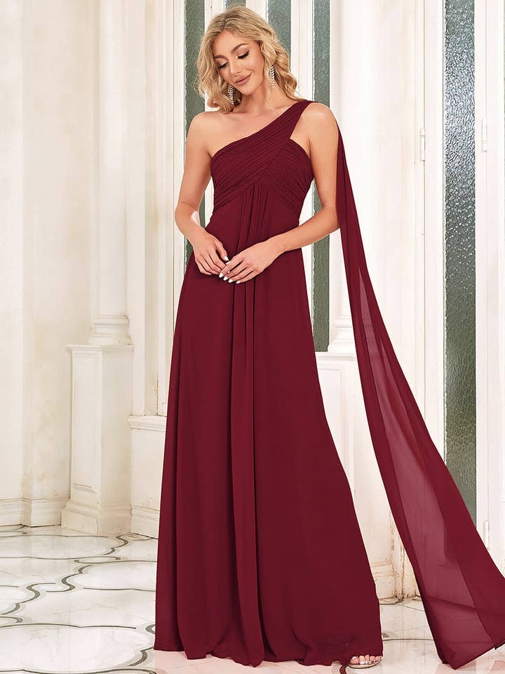 Ever-Pretty - Wholesale Gown – Women's - Elegant Pleated One-Shoulder Bridesmaids Dress9