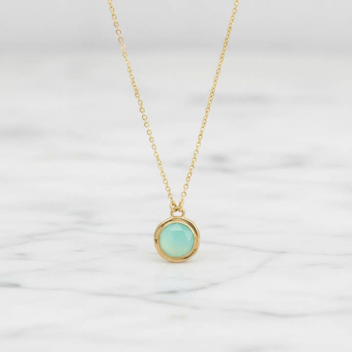 Chalcedony Rose Cut Pendant Necklace for wholesale by J + I Jewelry