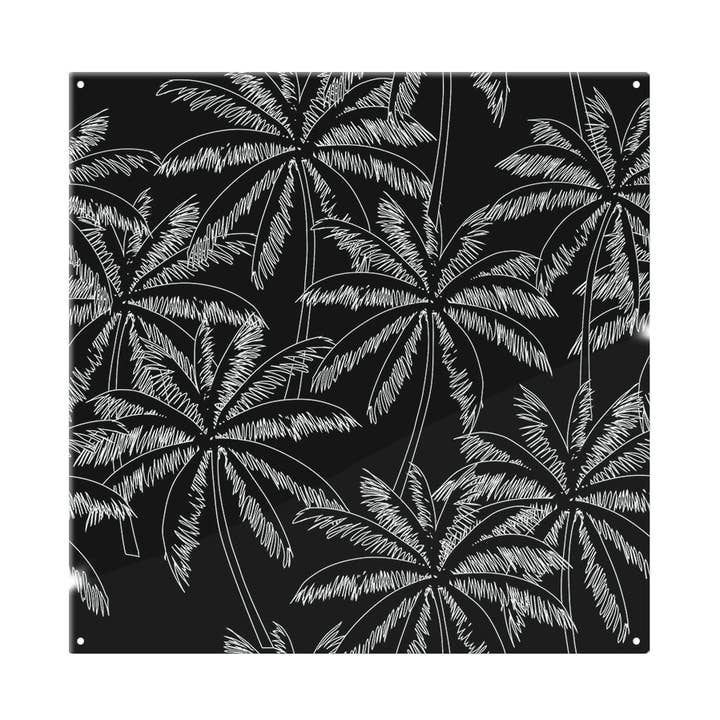 White Palm Trees On Black Splash Back for wholesale by Benjamin Tate Design