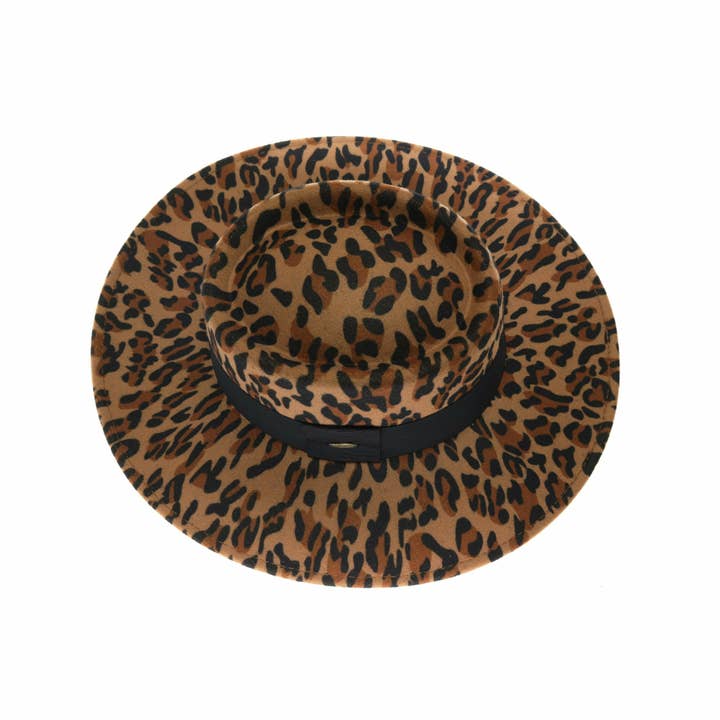 Leopard Vegan Fabric C.C Boater Hat WF8 for wholesale on Faire