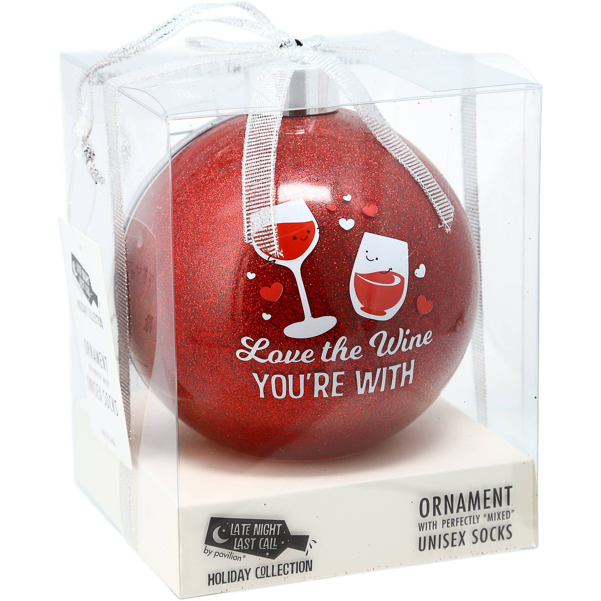 Pavilion - Wholesale Ornament - The Wine You're With - 4" Ornament with Unisex Holiday Socks6