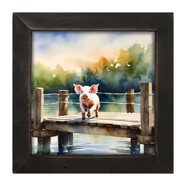 Pig jumping in the lake for wholesale by ginger blue
