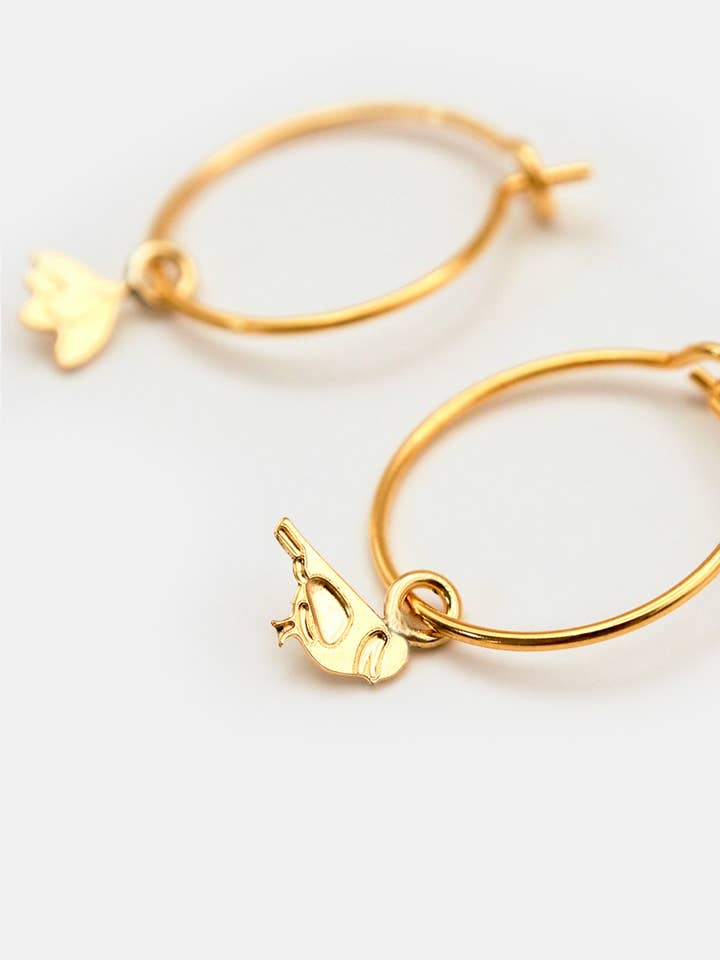 Hoop earrings - brass gilded with 24k fine gold for wholesale by BARNABÉ AIME LE CAFÉ
