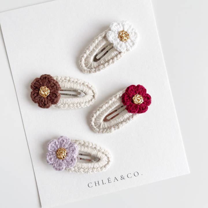 Set of 2 Vintage Cherry Blossom Crochet Clip for wholesale by Chlea & Co.