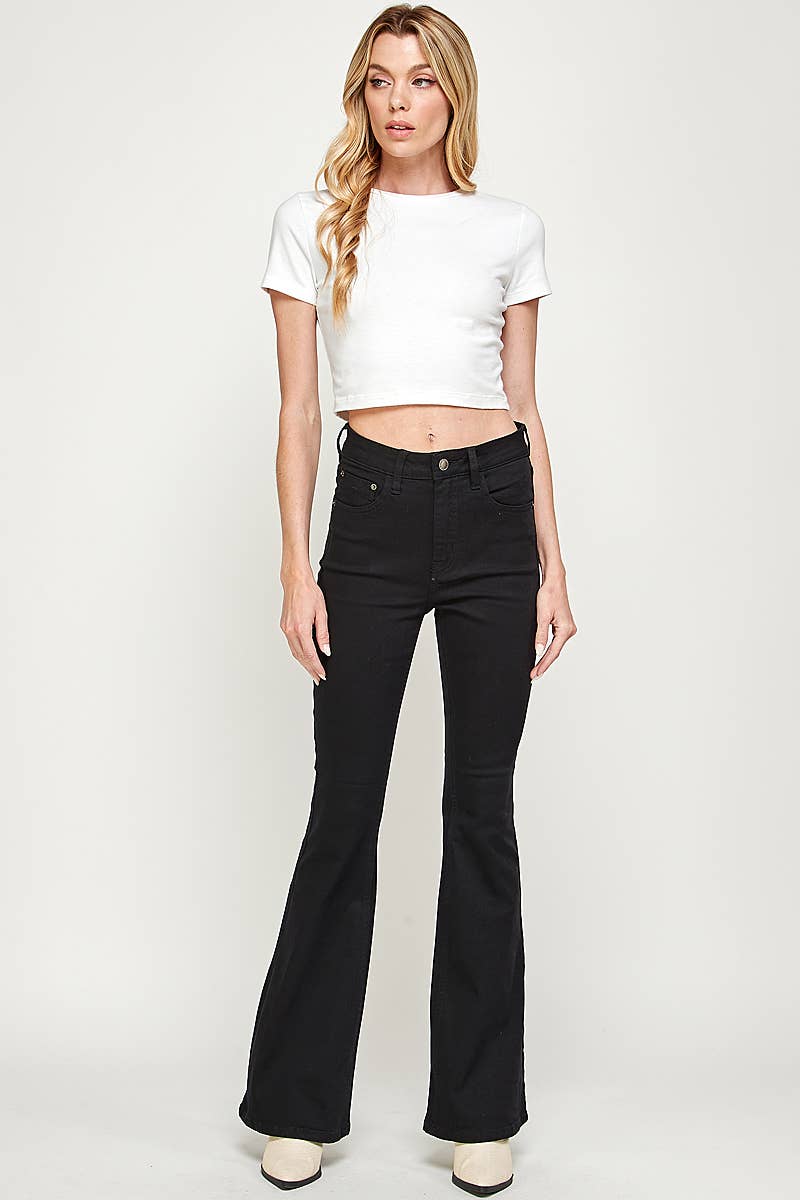 Weiss I1320HF - Weiß - High Rise Flare Jeans für den Großhandel auf Faire14