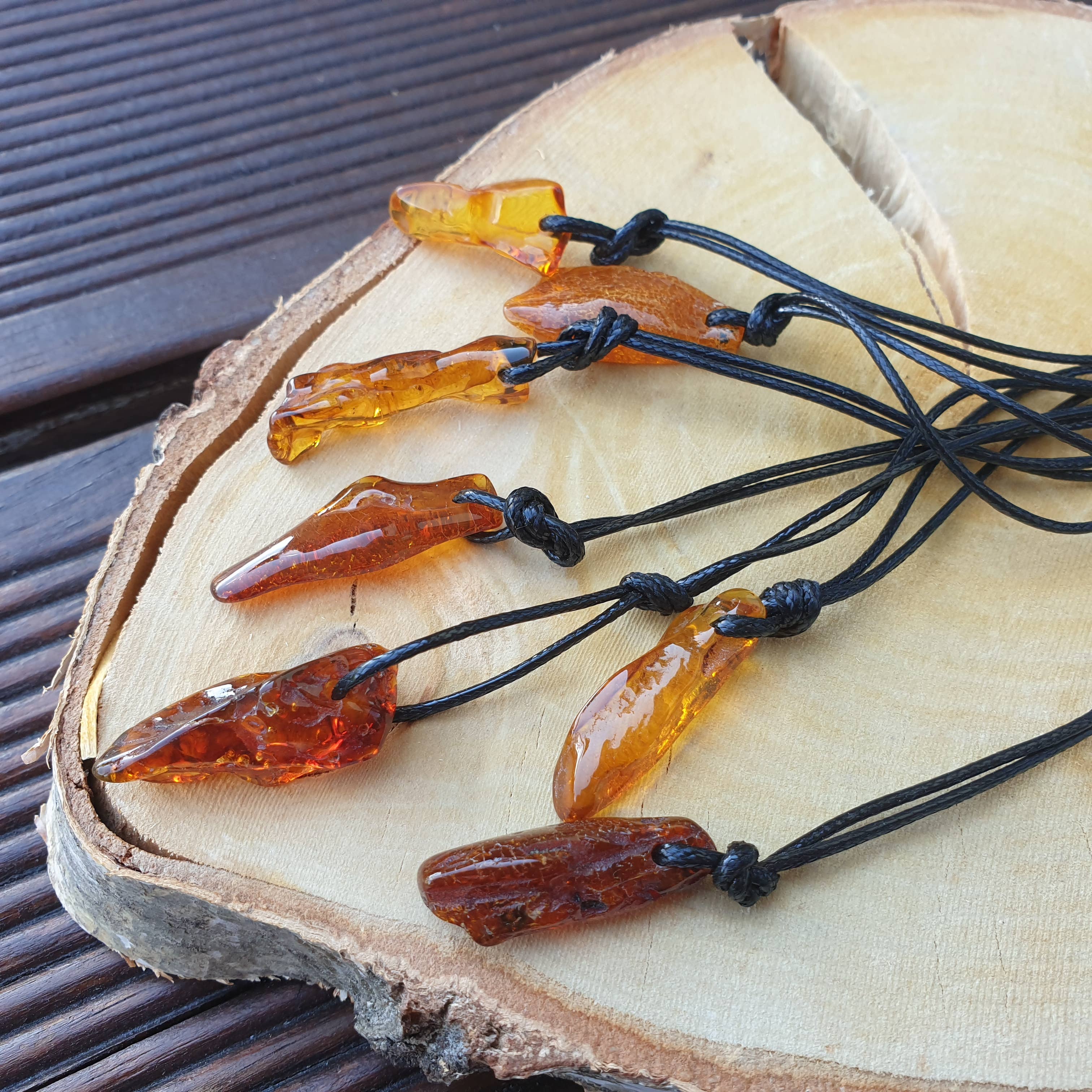 AmberLithuania - Wholesale Individual Charm/Pendant - Raw crystal pendants necklace charms Amber man's jewelery 3