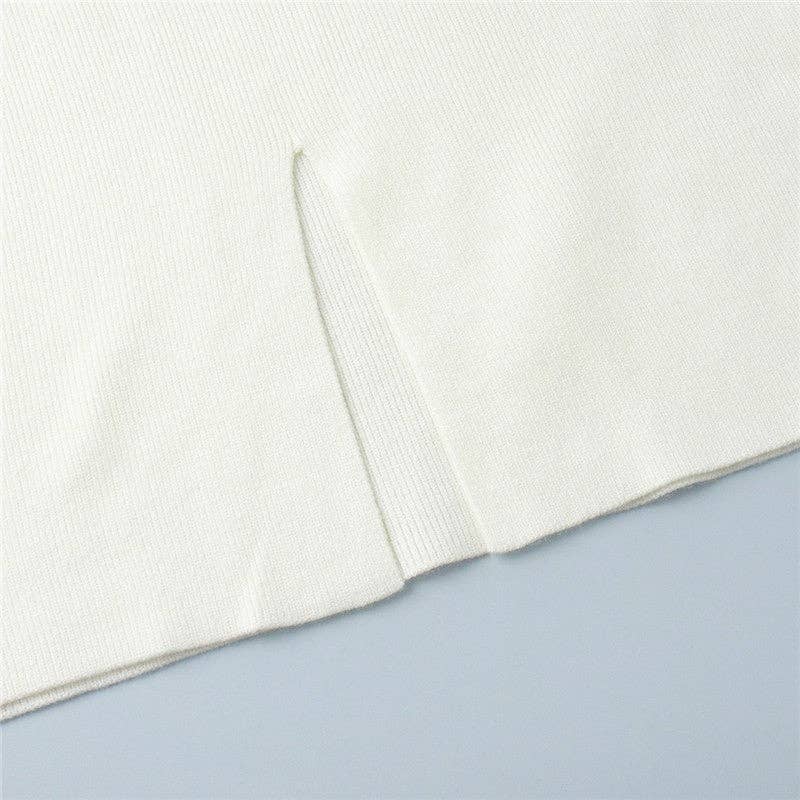 Sheer Trend - Vente Ensemble haut et jupe - Femme - Ensemble Jupe et Pull Col Montant Uni6