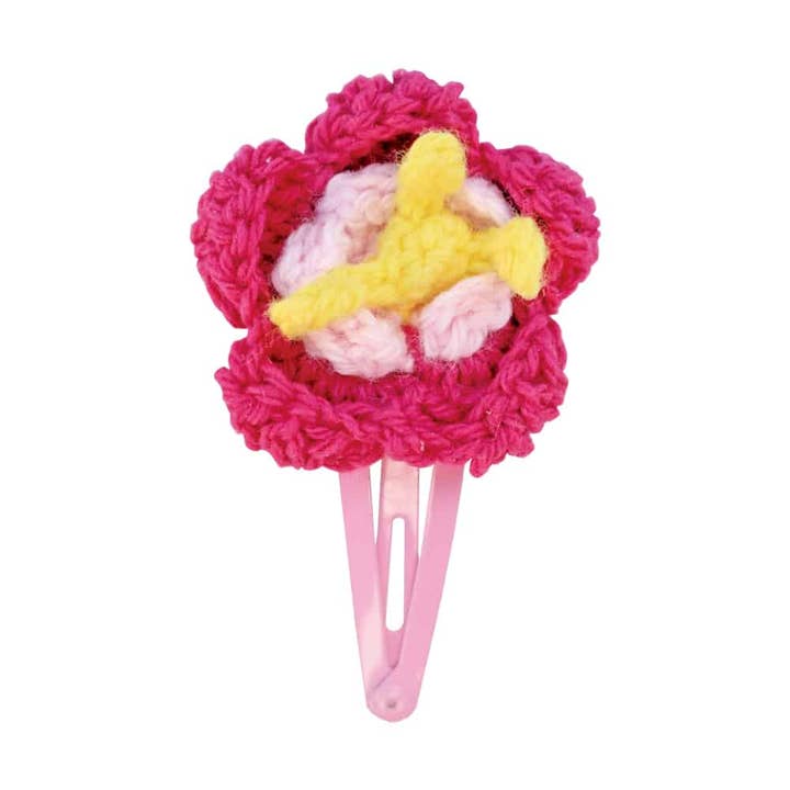 Crochet Flower Hair Barrette (Red) for wholesale by SindiBaba