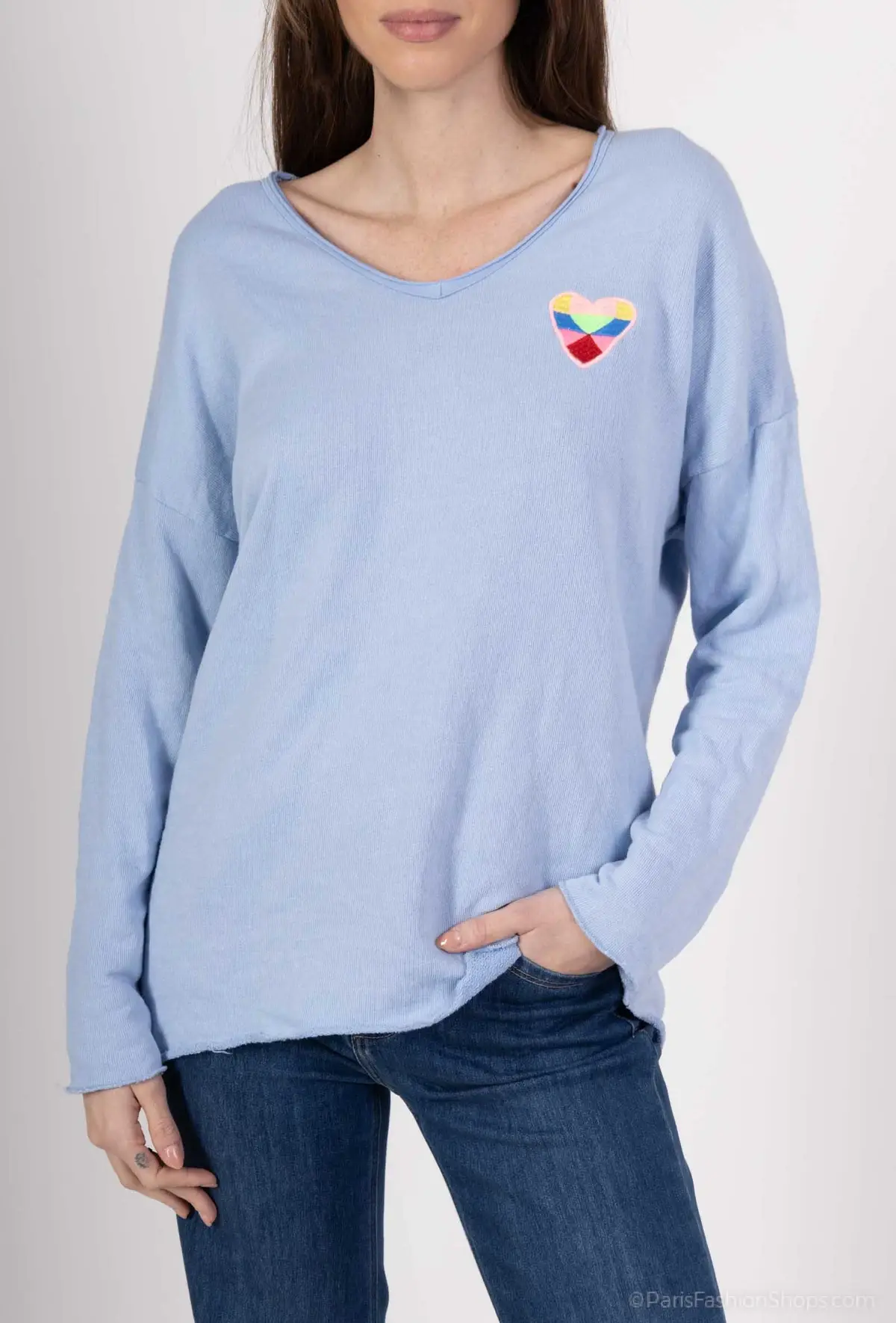 Mimi & Gogo - Wholesale Sweatshirt - Women's - Embroidered heart sweatshirt in multiple colors @5105_SweatMultiCoeu8