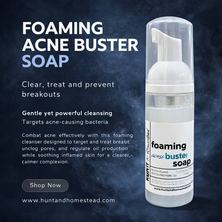 Foaming Goat Milk Soap - Acne Buster - 2oz for wholesale by Hunt & Homestead