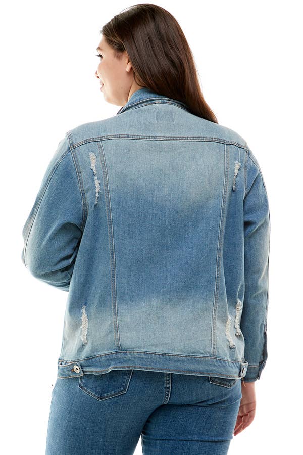 Veracci - Wholesale Denim Jacket - Women's - Plus Size Button-Front Stretch Denim Jacket8