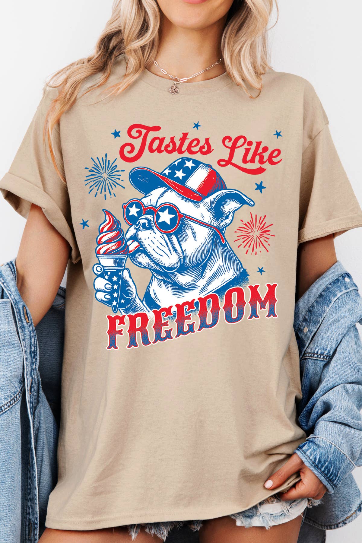 Amused by Blue - Wholesale Screen Printed T-Shirt - Women's - Women Freedom Dog Graphic Print Short Sleeve Top3