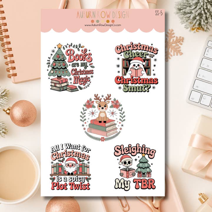 Auburn Row Design - Wholesale Sticker - Bookish Christmas Sticker Sheet8