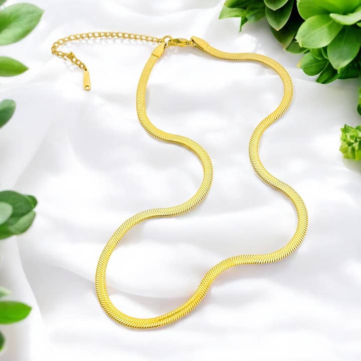 Herringbone - 18K Gold Plated, Waterproof Necklace for wholesale by Soul Charms