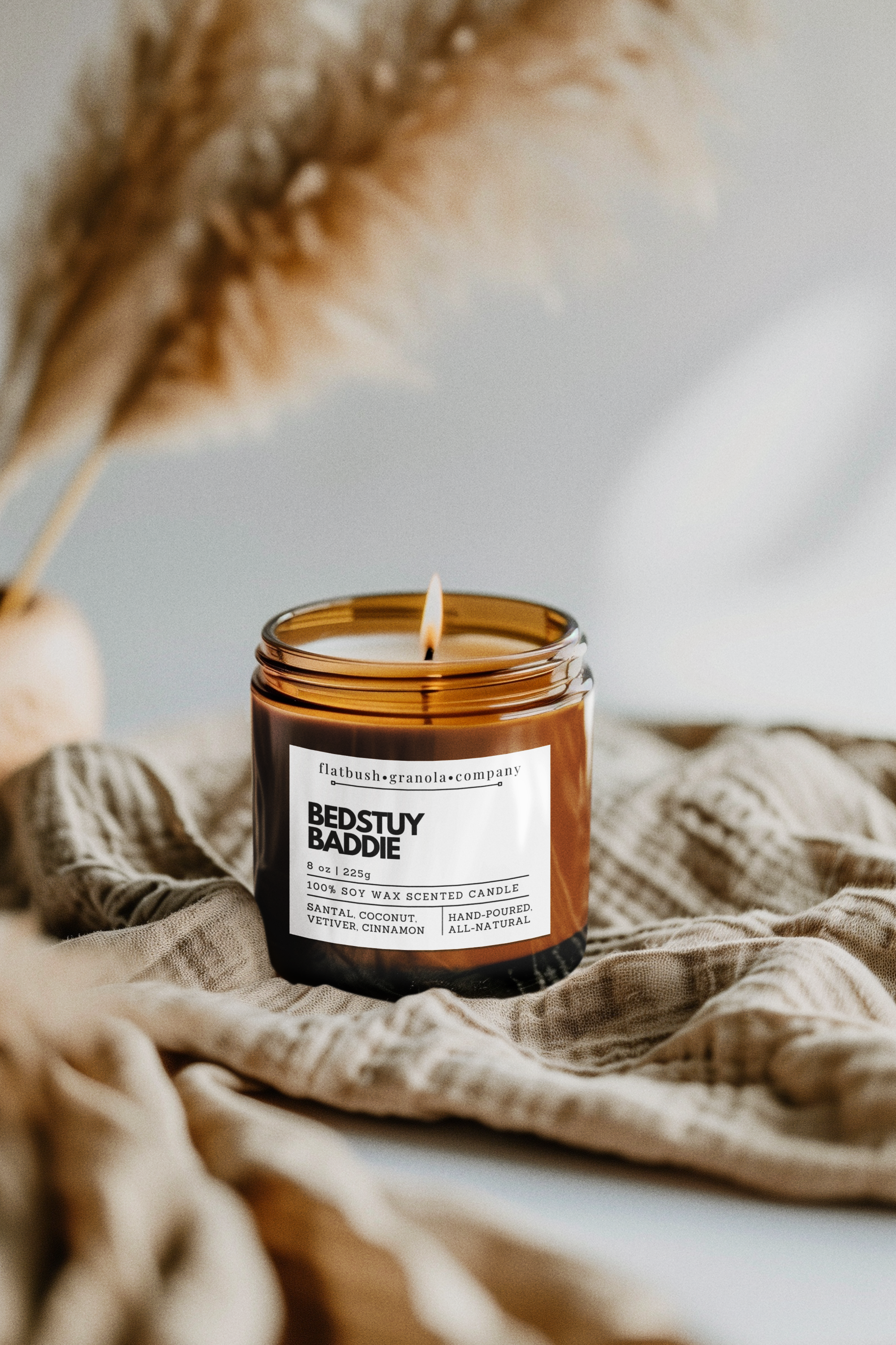 Flatbush Granola Company - Wholesale Jar/Filled Candle - BedStuy Baddie 100% Soy Wax Candle3