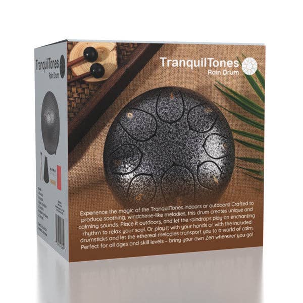Showcase - Wholesale Meditation Supplies - TranquilTones 6" Garden Rain Drum in Matte Black1