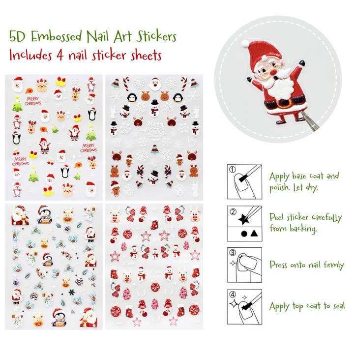 Wrapables.com - Wholesale Nail Art/Decal - Wrapables 5D Embossed Nail Art Stickers 4pcs1