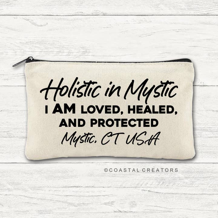 Holistic of Mystic Multi-Use Canvas Zipper Pouch Bag for wholesale by Coastal Creators of Connecticut