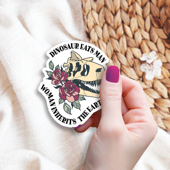 Kingdom of Threads - Wholesale Sticker - Dinosaur Eats Man Sticker, 3-inch3