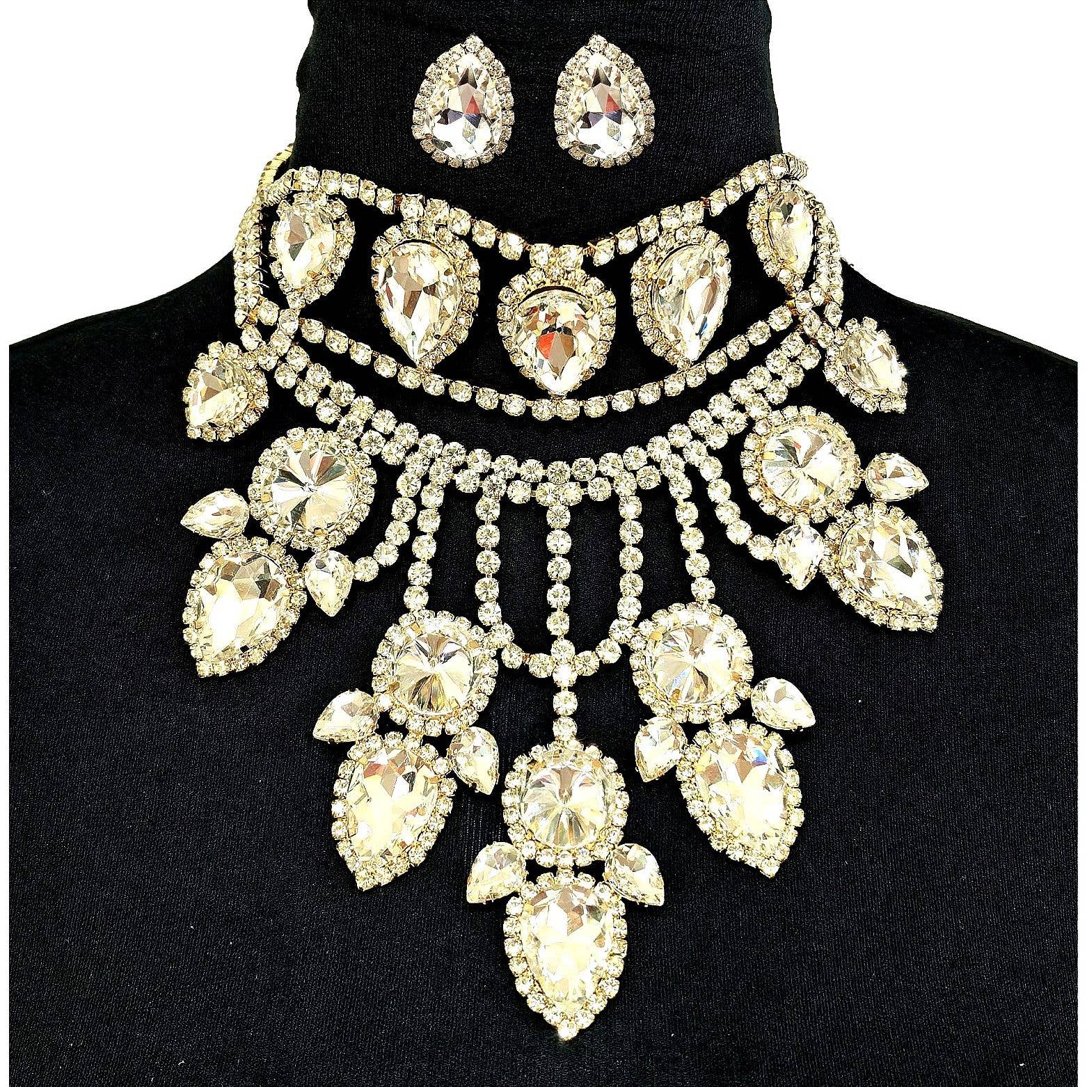 Diacly - Vente Parures de bijoux - Ensemble Collier Ras-du-Cou Chunky Floral Renaissance0