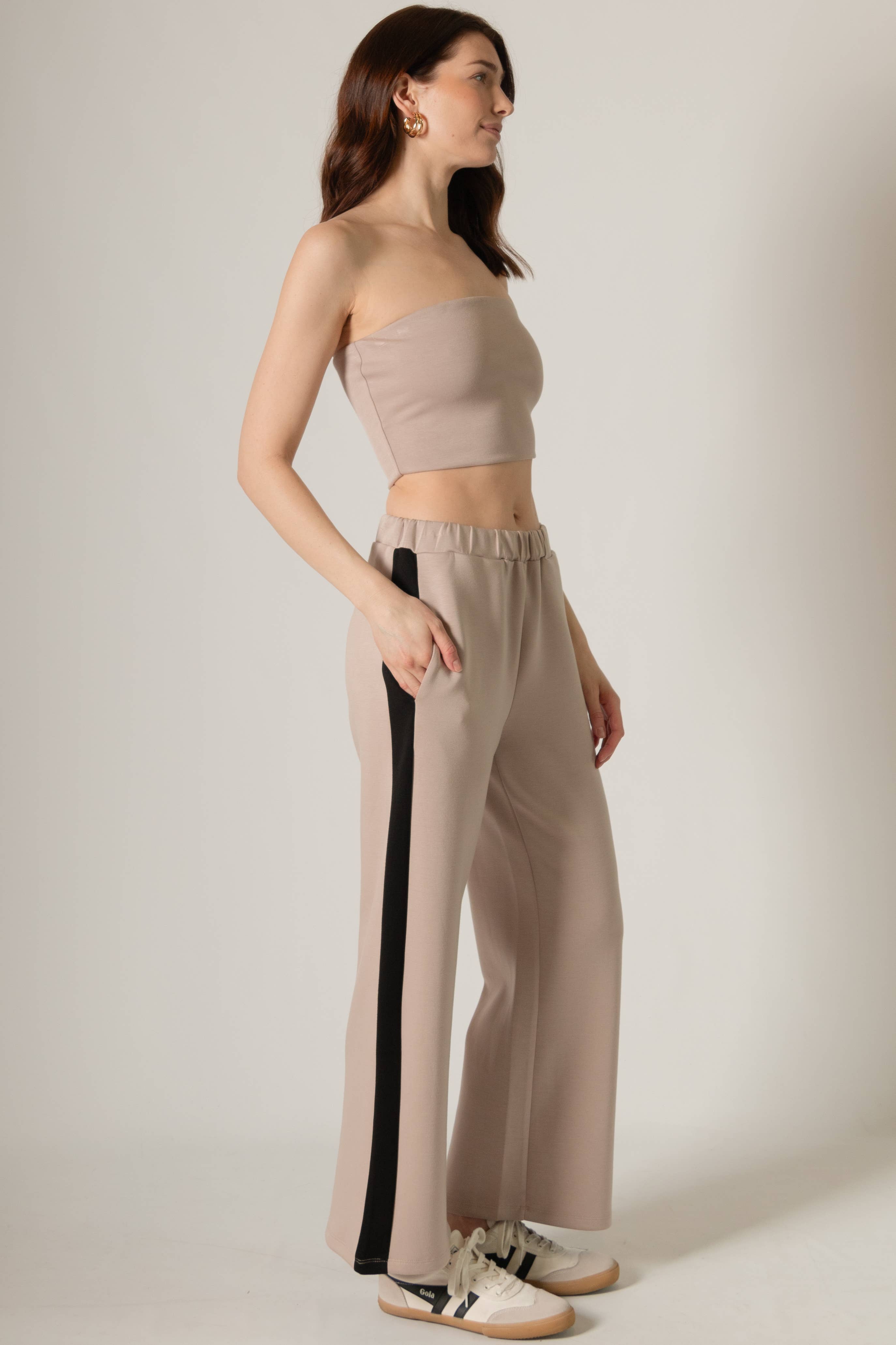 P. CILL – wholesale Pants – Women's – P. CILL Butter Modal Side Stripe Wide Leg Pants30
