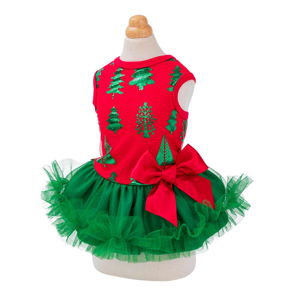 Red Christmas Tree Dog Tutu Dress for wholesale on Faire1