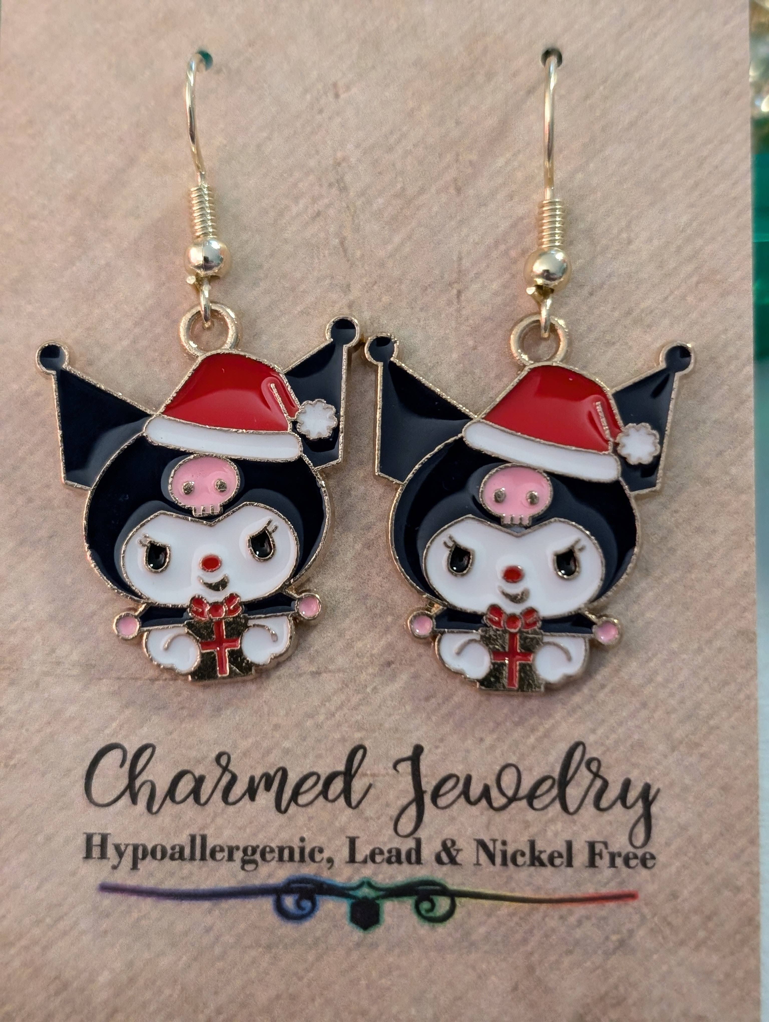 Con-Quest Crafts - Vente Boucles d'oreilles pendantes - Boucles d'oreilles et collier Noël inspirés de Hello Kitty & ses amis8